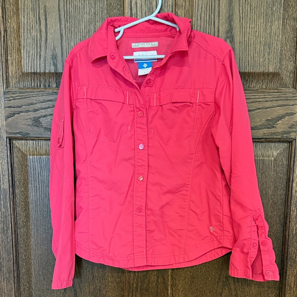 Columbia Omni Shade Sun Protection Pink Long Sleeve Camping Shirt